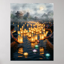Traditionele Japanse Lantaarn Festival Kunstprint