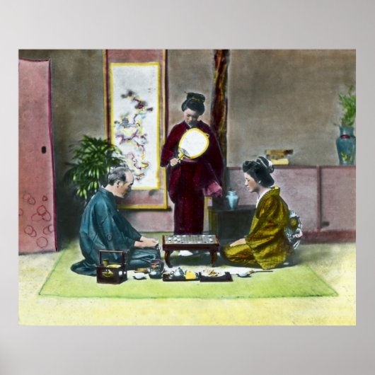 Traditionele Japanse Mahjong 麻 雀 Poster (Voorkant)