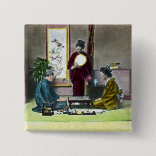  Traditionele Japanse Mahjong 麻 雀 Vierkante Button 5,1 Cm