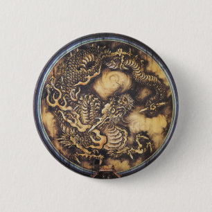 Traditionele Japanse Oriental Dragon - 日 本 -  Ronde Button 5,7 Cm
