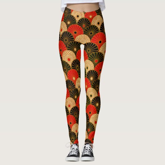  traditionele Japanse papierafdrukken Leggings (Voorkant)