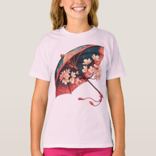 Traditionele Japanse Paraplu Sakura Waterverf Illu T-shirt