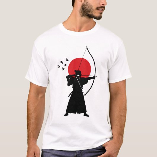 Traditionele Japanse Samurai Boogschutter Silhouet T-shirt (Voorkant)