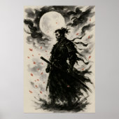 Traditionele Japanse Samurai Krijger Poster | Inkt (Voorkant)