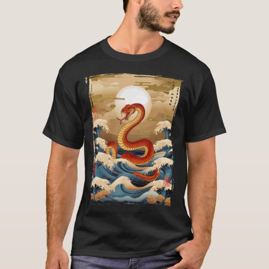 Traditionele Japanse slangenkunst T-shirt (Voorkant)