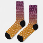 Traditionele Japanse Star Pattern Gold & Plum Sokken (Links)