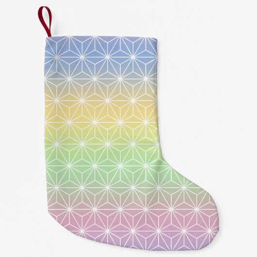 Traditionele Japanse Star Pattern Rainbow Hues Kleine Kerstsok (Voorkant)