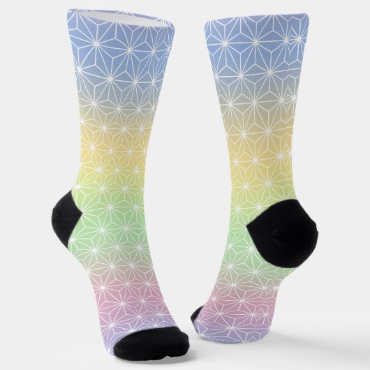 Traditionele Japanse Star Pattern Rainbow Hues Sokken (Gebogen)