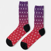 Traditionele Japanse Star Pattern Red en Paars Sokken (Links)