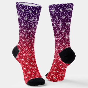 Traditionele Japanse Star Pattern Red en Paars Sokken