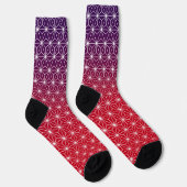 Traditionele Japanse Star Pattern Red en Paars Sokken (Rechts)