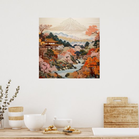 Traditionele Japanse tapijtkunst Elegant Ontwerp Poster (Keuken)