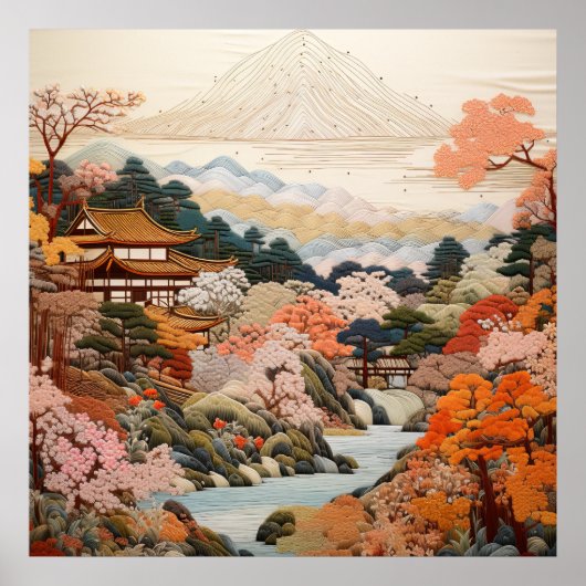 Traditionele Japanse tapijtkunst Elegant Ontwerp Poster (Voorkant)