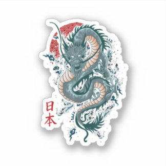 Traditionele Japanse tekendraak Japanse draak Sticker