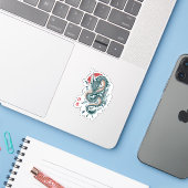 Traditionele Japanse tekendraak Japanse draak Sticker (Laptop met iPhone)