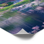 Traditionele Japanse tempel bij het Calm Lake Poster (Hoek)