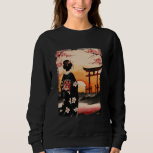 Traditionele Japanse thema Sumi Ink Geisha Art Trui
