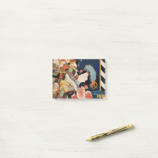 Traditionele Japanse Toyohara Kunichika noble Post-it® Notes (Op bureau)