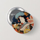Traditionele Japanse Toyohara Kunichika noble Ronde Button 5,7 Cm (Voorkant /achterkant)