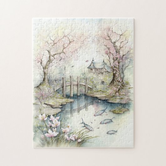 Traditionele Japanse tuin in het voorjaar Legpuzzel (Verticaal)