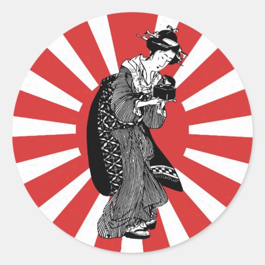 Traditionele Japanse ukiyoe Ronde Sticker (Voorkant)