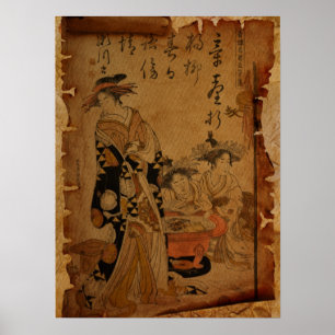 Traditionele  Japanse vrouwen portret Poster