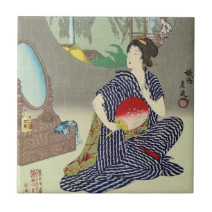 Traditionele Japanse Woodprint Geisha Ceramic Tile Tegeltje