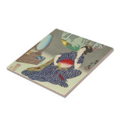 Traditionele Japanse Woodprint Geisha Ceramic Tile Tegeltje (Zijkant)