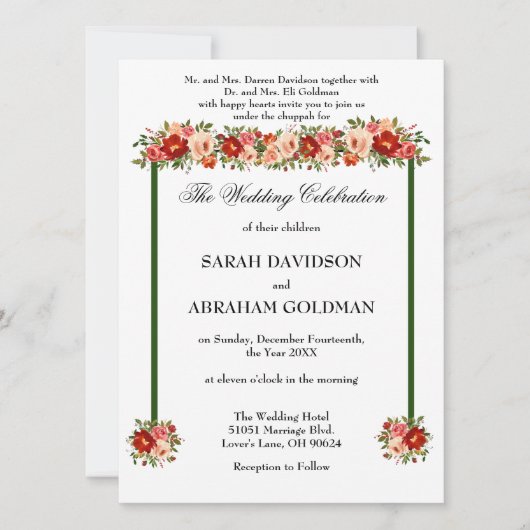 Traditionele Joodse Trouw Uitnodigingen (Voorkant)