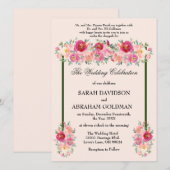 Traditionele Joodse Trouwkaarten - Roze Roos Kaart (Voorkant / Achterkant)