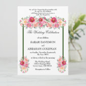 Traditionele Joodse Trouwkaarten - Roze Roos Kaart (Staand voorkant)