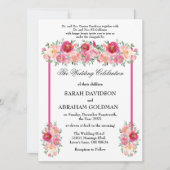 Traditionele Joodse Trouwkaarten - Roze Roos Kaart (Voorkant)