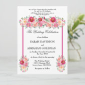 Traditionele Joodse Trouwkaarten - Roze Roos Kaart (Staand voorkant)