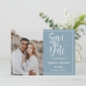 Traditionele kalligrafie Fotobruiloft Save The Date (Staand voorkant)