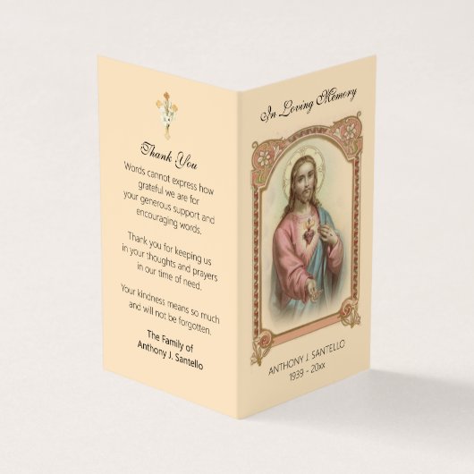 Traditionele katholieke begrafenis Jesus Prayer Ca Visitekaartje (Buitenkant)