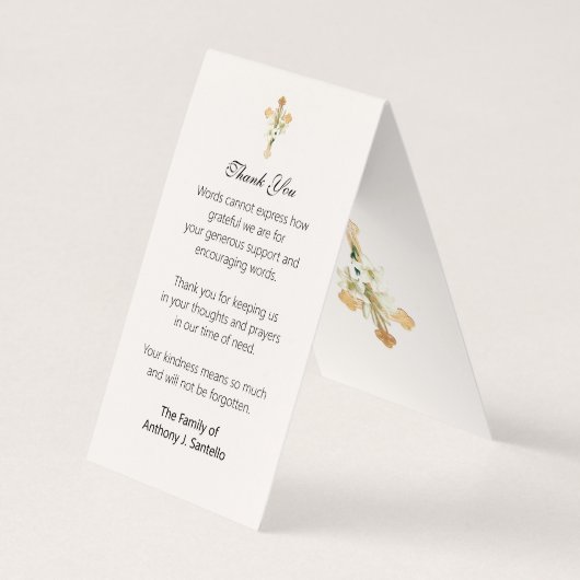 Traditionele katholieke begrafenismeester Mary Pra Visitekaartje (Achterkant)