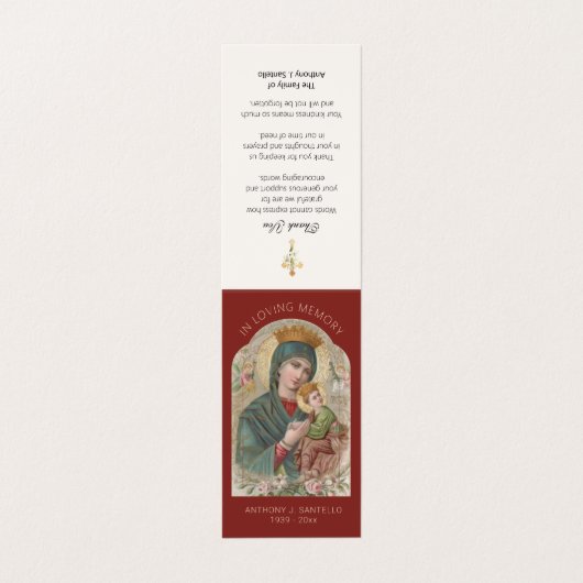 Traditionele katholieke begrafenismeester Mary Pra Visitekaartje (Buitenkant ongevouwen)