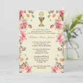 Traditionele Katholieke Bloemen Eerste Heilige Com Kaart (Staand voorkant)