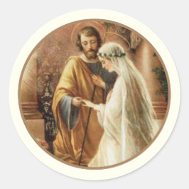 Traditionele katholieke bruidbruinbruidbruinbruids ronde sticker