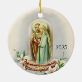 Traditionele katholieke bruidegom Maagd Mary Keramisch Ornament (Achterkant)