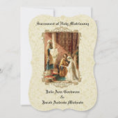 Traditionele Katholieke Bruiloft Ecru Kant Uitnodi Kaart (Voorkant)