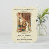 Traditionele Katholieke Bruiloft Ecru Kant Uitnodi Kaart (Staand voorkant)