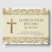 Traditionele katholieke bruiloft Gold Crucifix Lac Gastenboek (Voorkant)
