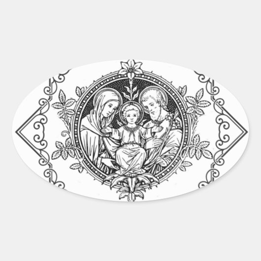 Traditionele katholieke bruiloft Heilige Familie Ovale Sticker (Voorkant)