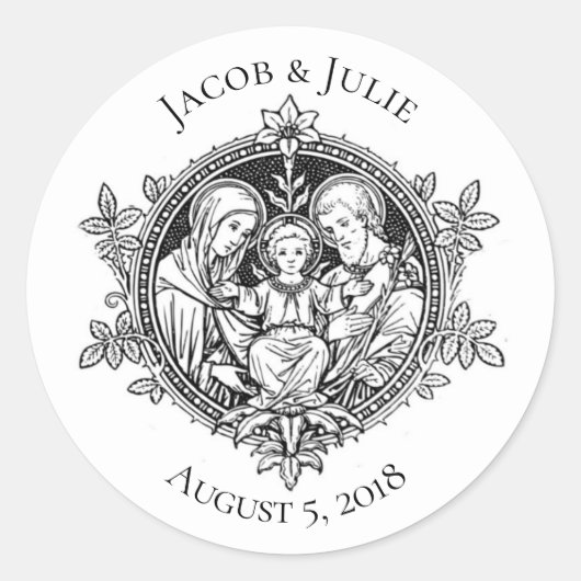 Traditionele katholieke bruiloft Heilige Familie Ronde Sticker (Voorkant)