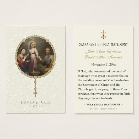 Traditionele katholieke bruiloft Heilige Kaart (Voorkant /achterkant)