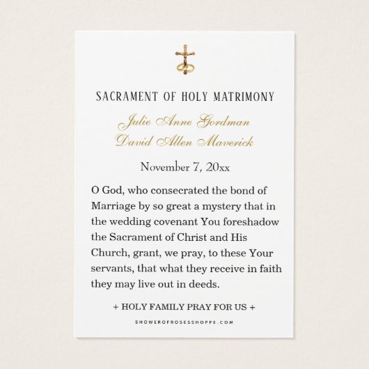 Traditionele katholieke bruiloft Heilige Kaart (Achterkant)