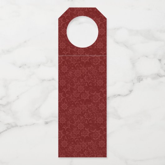 Traditionele katholieke bruiloft Maroon Damask Flessenhanger (Achterkant)