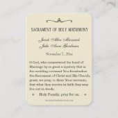 Traditionele katholieke bruiloft voor de heilige k visitekaartje (Achterkant)