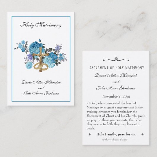 Traditionele katholieke bruiloft voor de heilige k visitekaartje (Voorkant / Achterkant)